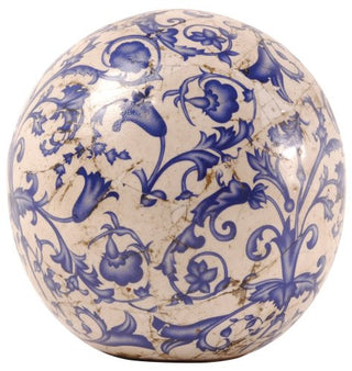 Esschert Design USA Ceramic Ball small -Faded Blue/White