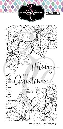 Colorado Craft Company Clear Stamps 4"X8"-Slimline Poinsettias-Big & Bold