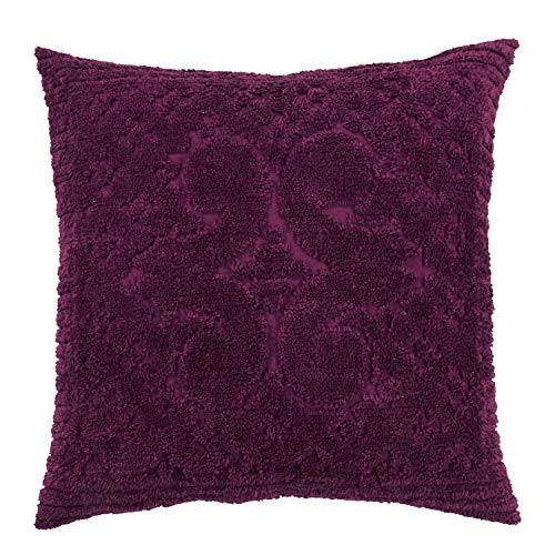 Better Trends Ashton Collection is Super Soft and Light Weight in Medallion Design 100 Pecent Cotton Tufted Unique Luxurious Machine Washable Tumble Dry, Euro Sham, Plum