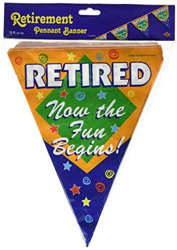 Beistle Retired The Fun Begins Pennant Banner, 11" x 12', Multicolored