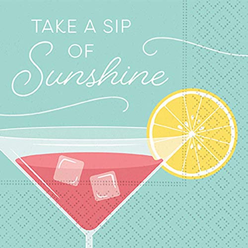 Design Design 624-10063 Sip Of Sunshine Napkin Beverage, Multicolor