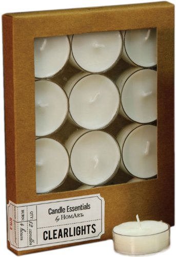 HomArt Unscented Clearlite Wax Candle, Ivory, 12-Pack