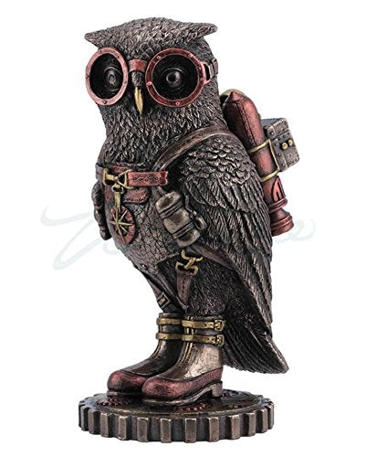 Unicorn Studio wu Steampunk Owl with Jetpack Statue Sculpture on Gears