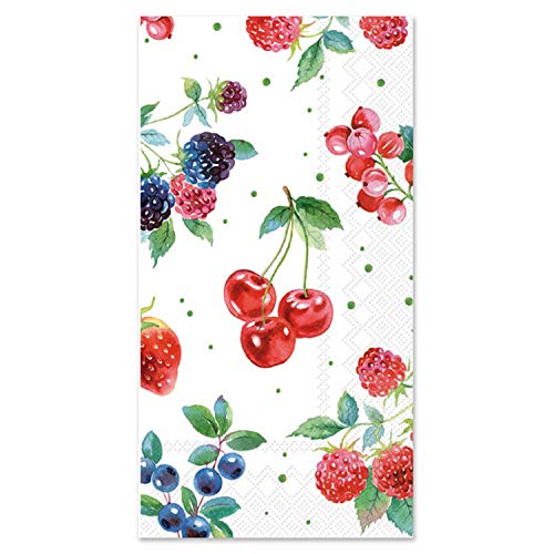 Boston International IHR 16-Count Guest/Dinner 3-Ply Paper Napkins, 8.5 x 4.5-Inches, Red Summer Fruits