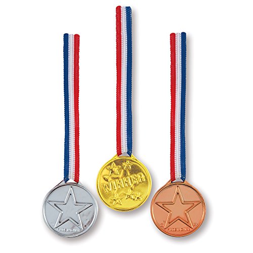 Unique Industries Bronze, Silver and Gold Medal Party Bag Fillers, 3 Ct.