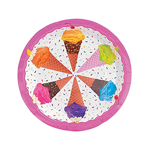 Fun Express - I Scream for Ice Cream Dinner Plates for Birthday - Party Supplies - Print Tableware - Print Plates & Bowls - Birthday - 8 Pieces