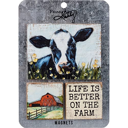 Primitives By Kathy 113985 Life is Better on The Farm Magnet, Set of 3, 4-inch Length