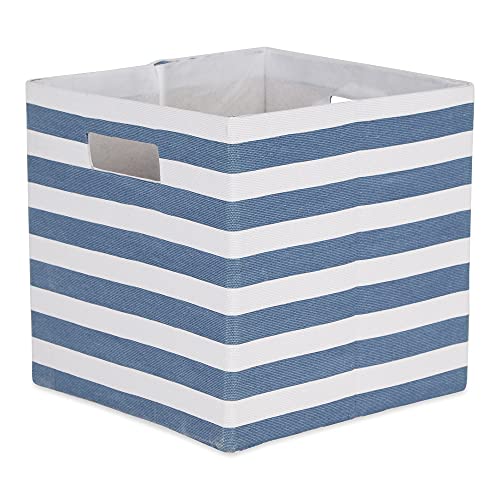 DII Design Polyester Cube Storage Collection Collapsible Hard Sided Bin, 13x13x13, French Blue