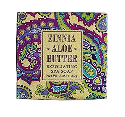 Greenwich Bay ZINNIA ALOE BUTTER Exfoliating Spa Soap, Enriched with Aloe Butter, Shea Butter, blended with Wheat Bran and Apricot Seed, No Parabens, No Sulfates 6.35 Oz. (1 Pack)