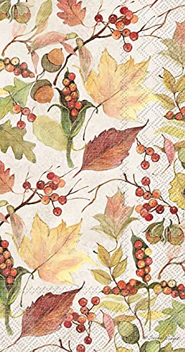 Boston International IHR 3-Ply Guest Towel Buffet Paper Napkins, 8.5 x 4.5-Inches, Leaves And Berries