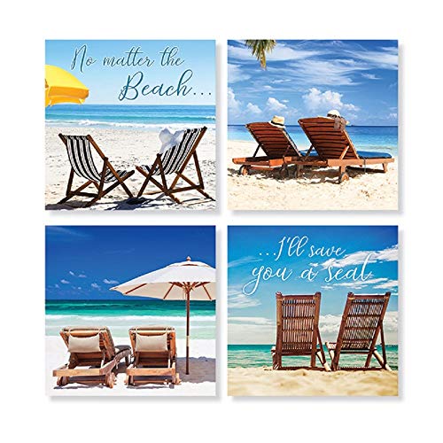 Carson Beach Chair Square House Set of Coasters Stoneware Kitchen Accessories