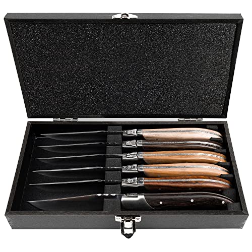 Vanderlinden Luxury Laguiole Du Monde Steak knives Mixed Wood, 2 Pounds