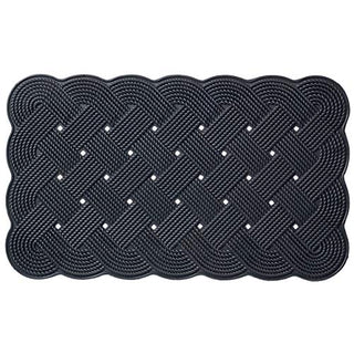 Larry Traverso Nautical Rope Rubber Doormat, 18 x 30 inches, High-Traction, Year-Round Use, Low Profile, Black