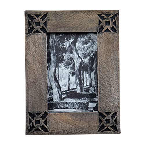Foreside Home & Garden Black Southwest Pattern 4x6 Inch Wood Decorative Picture Frame, Natural