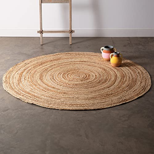 CTW Colonial Tin Works 510570 Natural and Ivory Swirl Jute Rug, 5-Feet Diameter