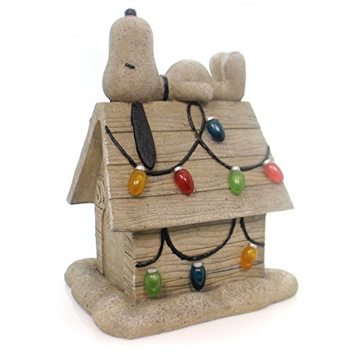 Roman Peanuts Snoopy on Dog House Solar Powered Light Up Christmas Garden Statue New