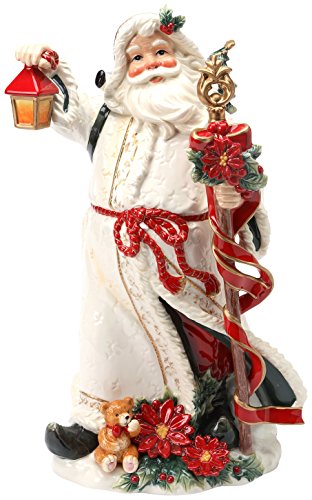 Cosmos Gifts StealStreet SS-CG-10281, 17.5 Inch Poinsettia Santa Figurine in Long White Robe and Lantern