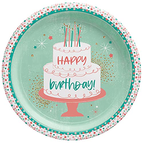 Amscan 592706 Happy Cake Day Plate, 10.5-inch Diameter, Paper