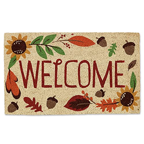 DII Design Indoor/Outdoor Natural Coir Easy Clean Seasonal Doormat, 18x30, Welcome Autumn