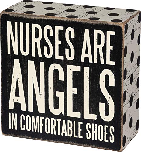 Primitives By Kathy Nurses Are Angels In Comfortable Shoes - Box Sign 4-in