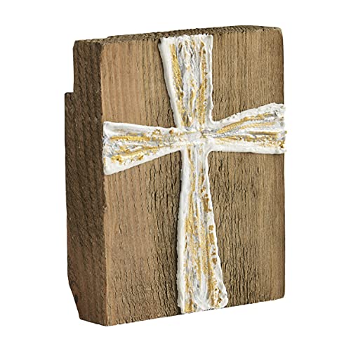 Mud Pie Gold Christmas Plaque, 5" x 4", Cross