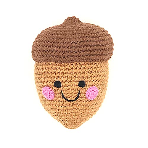 Pebble Fair Trade Handmade Crochet Cotton Friendly Acorn Rattle