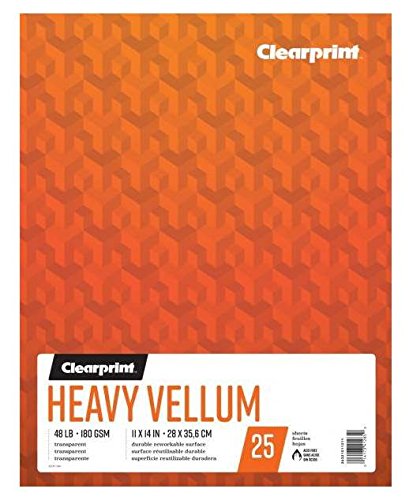 Chartpak Clearprint Heavy Vellum Pad, 48 LB, 180 GSM, 11 x 14 Inches, 25 Sheets Per Pad, 1 Each (26321511311)