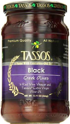 Tassos Black Olives in Oil and Red Wine Vinegar, 12.91 Ounce