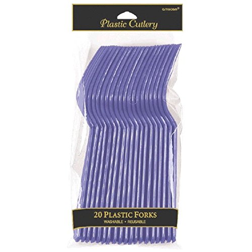 Amscan Premium Plastic Disposable-Forks, 9" x 4.4", New Purple