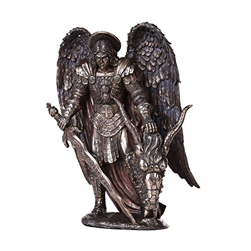 Pacific Trading Giftware Saint Michael Slaying The Evil Dragon Mighty Warrior and Protector San Miguel Statue (16 inch)