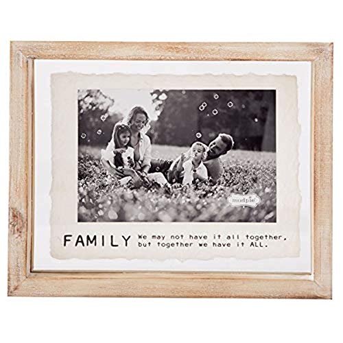 Mud Pie "Family Photo Picture Frame Family Kids Holds,4" x 6", Brown