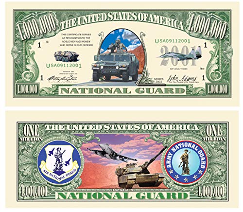 American Art Classics US National Guard Million Dollar Bill in Currency Holder