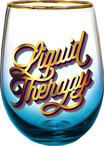 Spoontiques 21728 Liquid Therapy Stemless Glass, 20 ounces, Blue