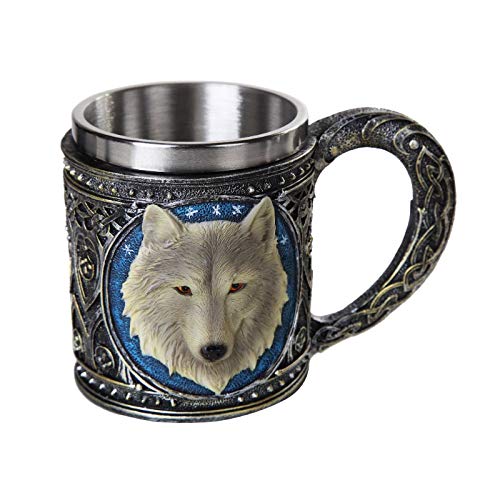 Pacific Trading Giftware Lone Spirit Wolf Celtic Magic 11oz Resin Coffee Mug with Stainless Steel Insert