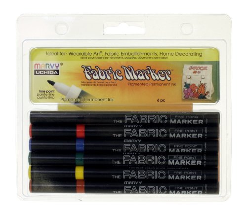 Uchida 522-6A Fabric Fine Point Primary Marker, Set of 6