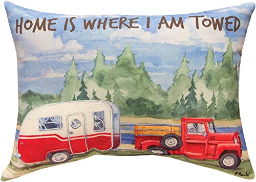 Manual Woodworkers SHCHWT Camping Home is Where I Am Towed Rectangle Throw Pillow, 18 x 13 inch, Multicolor