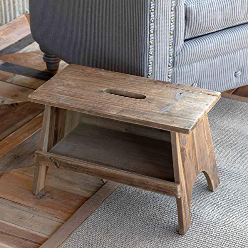 Park Hill Collection EFS90292 Wooden Rectangle Garden Stool, 18-inch Length