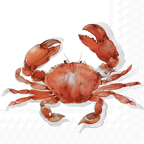 Boston International IHR Ideal Home Range - Paper Napkins CRAB coral 20-Count 3-Ply Lunch Napkins 6.5 x 6.5 inches