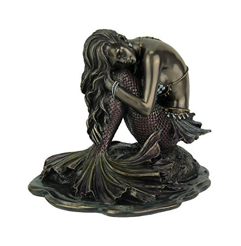 Unicorn Studio Veronese Design Siren Solitude Mermaid Sitting On Rock Bronze Finish Statue