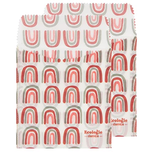 Now Designs Ecologie Reusable Beeswax Sandwich Bag Prisma Reusable Food Storage Bags, 6.5 x L6.5, Set of 2