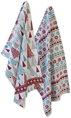 Boston International Cotton Kitchen Dishcloth Tea Towels, Set of 2, 28 x 18-Inches, Fancy Forest