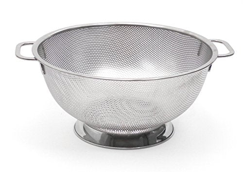 RSVP International Endurance Stainless Steel Precision Pierced Colander Strainer, 5 Quart | For Pasta, Rice, & Fruits | Dishwasher Safe | Wide Rim & Handles | Steaming, Draining & Rinsing