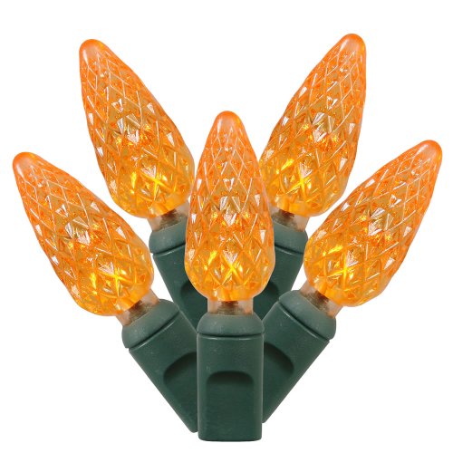 Vickerman 100 Light C6 LED Light Set Orange Lights on Green Wire