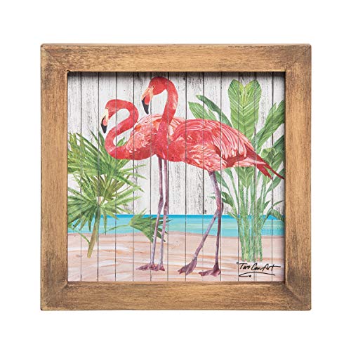 Beachcombers Flamingo Paradise Wood Block L5 X W0.47 X H5 Multicolored
