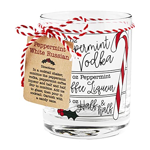 Mud Pie Christmas Drink Recipe Glass, 10 oz, White Russian