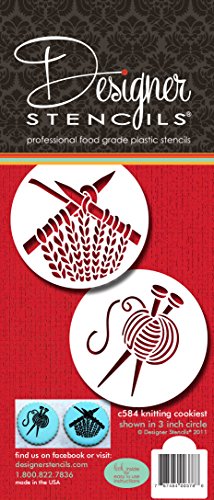 Designer Stencils Knitting Cookie Stencil Set, Beige/semi-transparent