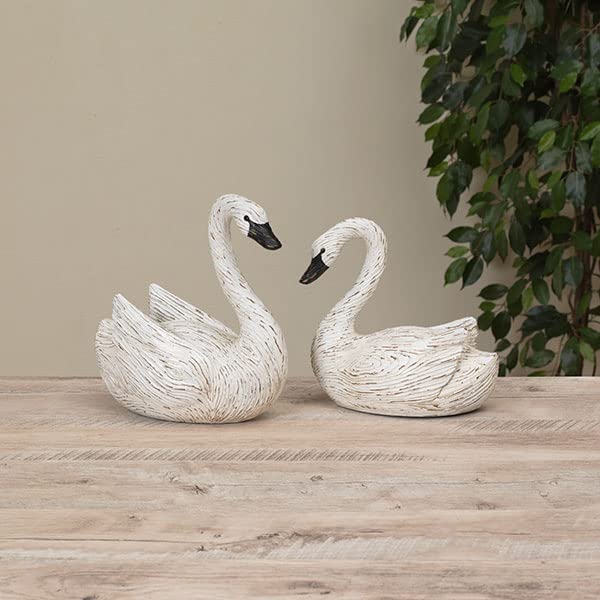 Gerson International Resin Swan Figurines, Set of 2, 10 Inches Tall