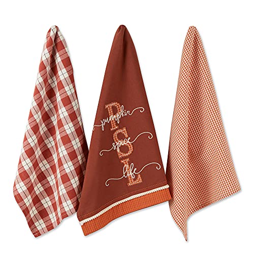 DII Design Pumpkin Spice Fall Kitchen Towels Collection Durable Cotton Cloth, Decorative and Absorbent, Dish Towel Set, 18x28, Autumn, 3 Piece