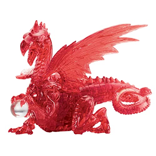 University Games BePuzzled Deluxe 3D Crystal Jigsaw Puzzle - Red Dragon DIY Assembly Brain Teaser, Fun Model Toy Gift Decoration for Adults & Kids Age 12 & Up, 56Piece (Level 3)