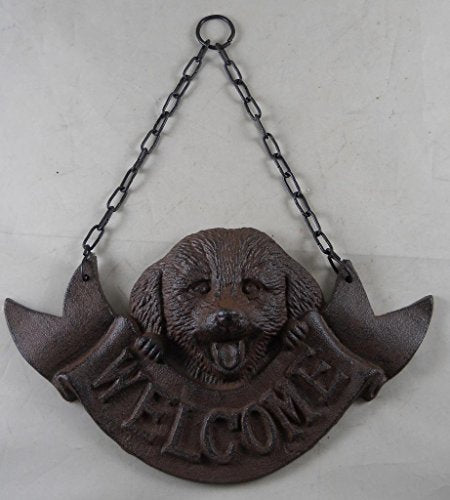 Upper Deck Cast Iron Hanging WELCOME Dog Plaque